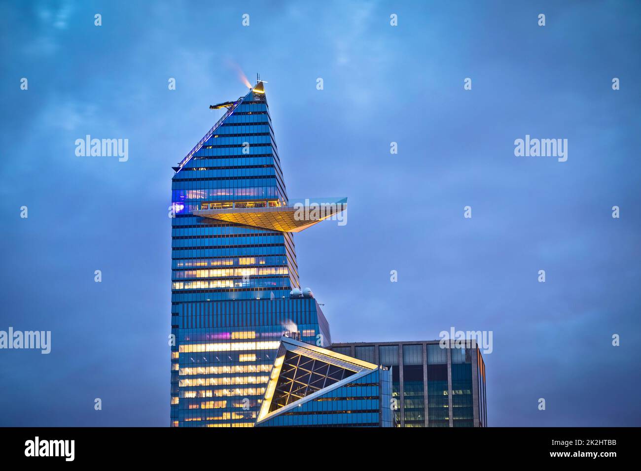 Vista architettura futuristica dei cantieri di New York City Hudson Foto Stock