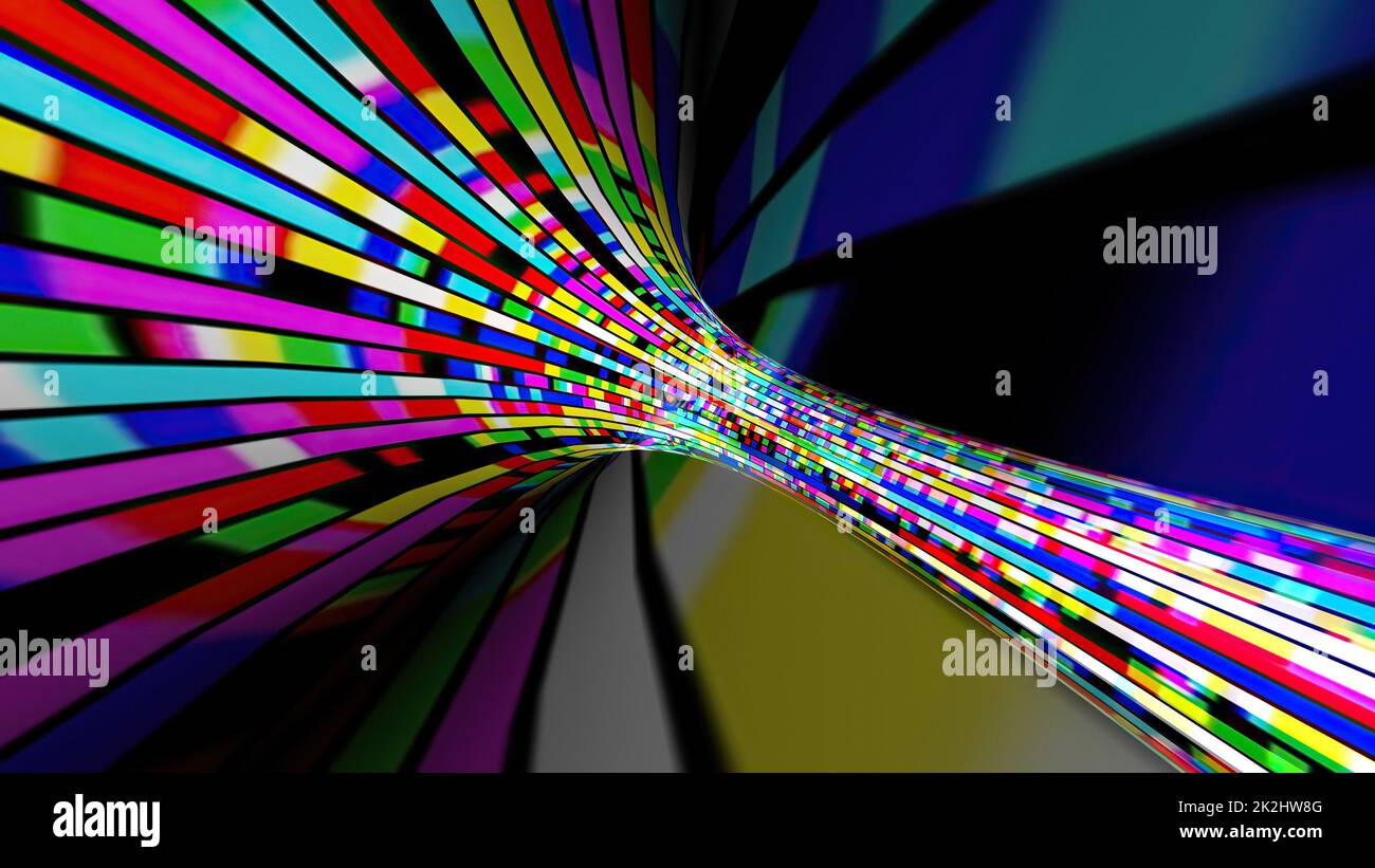 Guida attraverso il tunnel di pixel digitali del flusso di bit Foto Stock