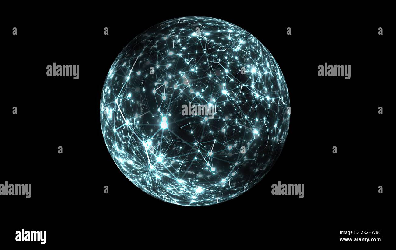 Astratta tecnologia Plexus Scienza sul concetto di sfera rotante Foto Stock
