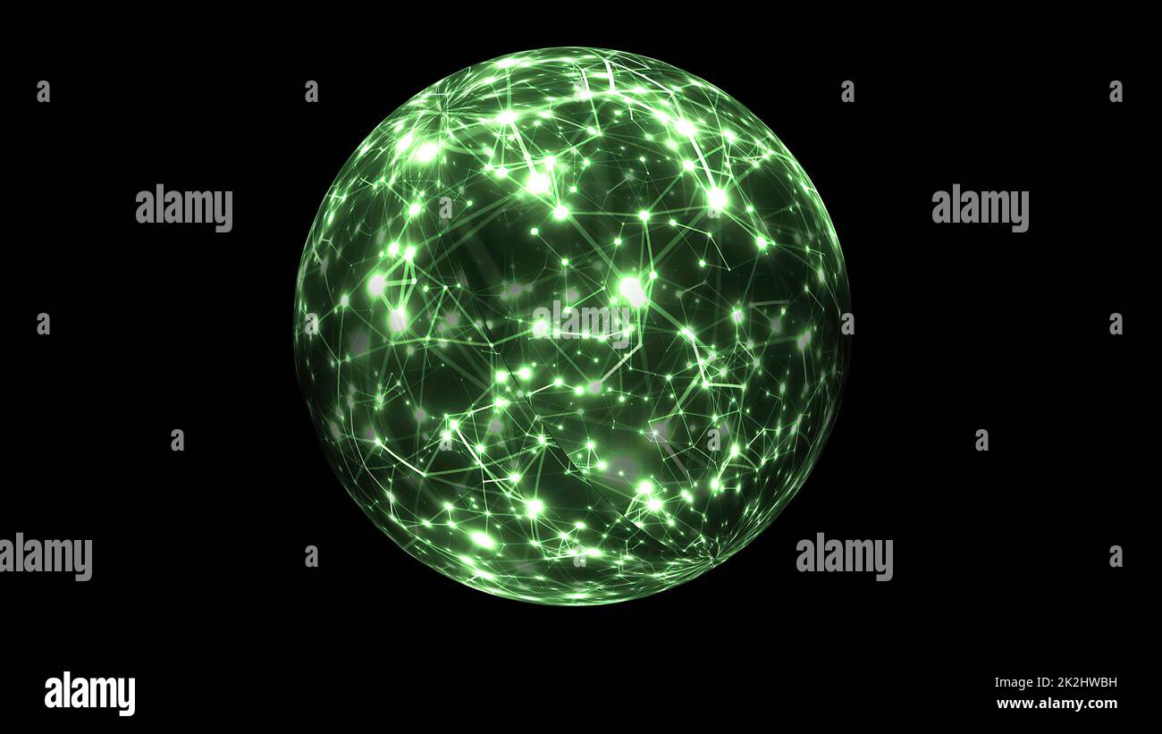 Astratta tecnologia Plexus Scienza sul concetto di sfera rotante Foto Stock
