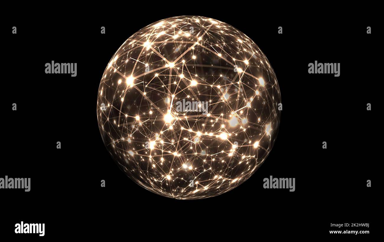 Astratta tecnologia Plexus Scienza sul concetto di sfera rotante Foto Stock