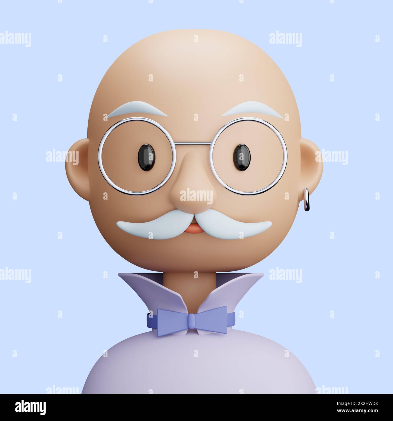 3D avatar cartoon di vecchio elegante con baffi Foto Stock