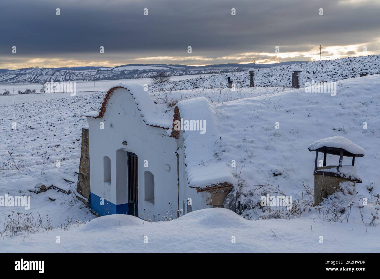 Cantine tipiche all'aperto a Plze, Slovacko, Moravia meridionale, Repubblica Ceca Foto Stock