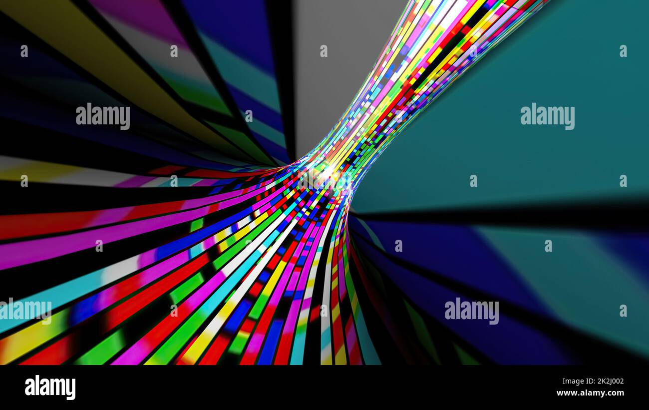 Guida attraverso il tunnel di pixel digitali del flusso di bit Foto Stock