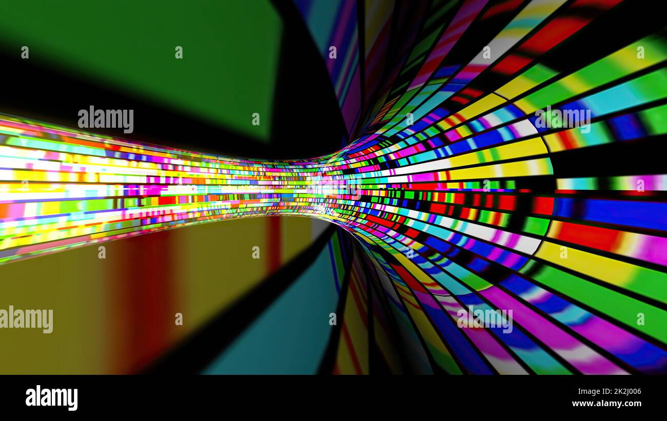 Guida attraverso il tunnel di pixel digitali del flusso di bit Foto Stock