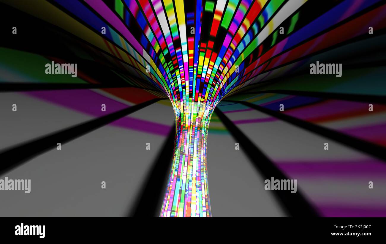 Guida attraverso il tunnel di pixel digitali del flusso di bit Foto Stock