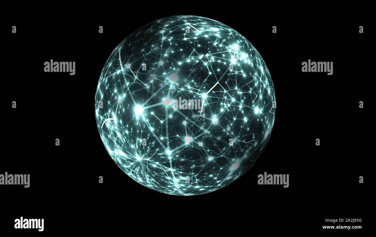 Astratta tecnologia Plexus Scienza sul concetto di sfera rotante Foto Stock