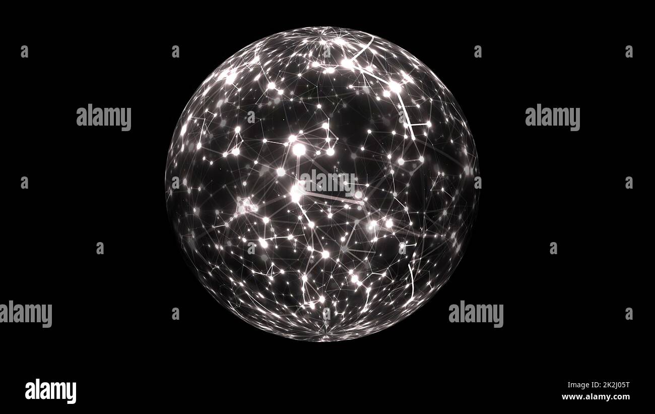 Astratta tecnologia Plexus Scienza sul concetto di sfera rotante Foto Stock