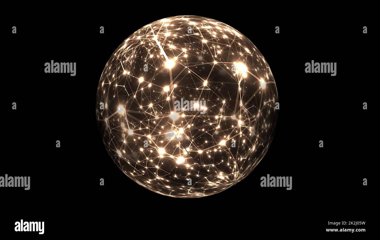 Astratta tecnologia Plexus Scienza sul concetto di sfera rotante Foto Stock