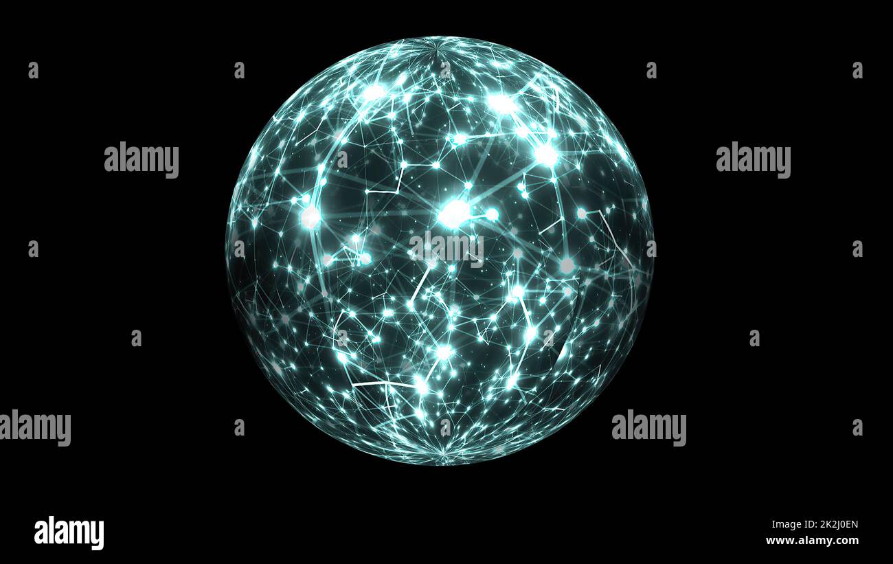Astratta tecnologia Plexus Scienza sul concetto di sfera rotante Foto Stock