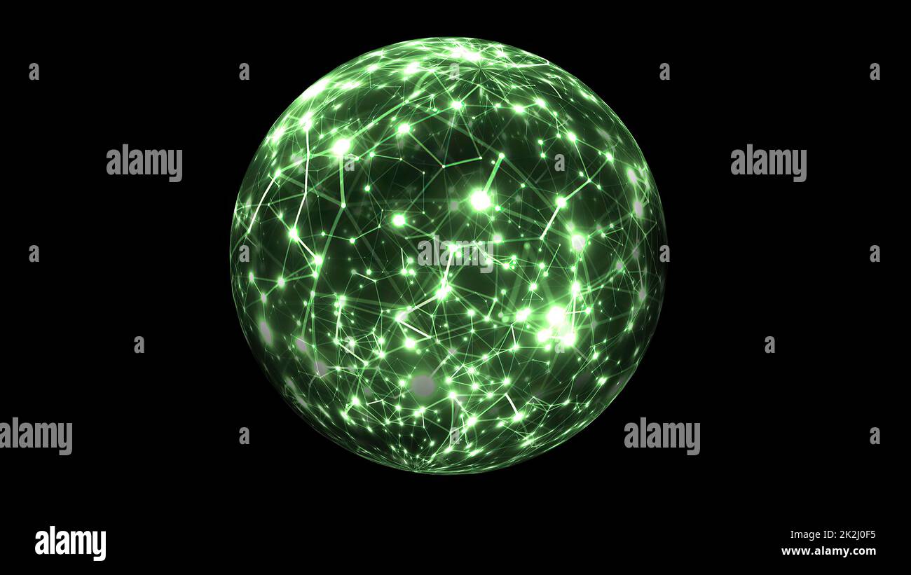 Astratta tecnologia Plexus Scienza sul concetto di sfera rotante Foto Stock