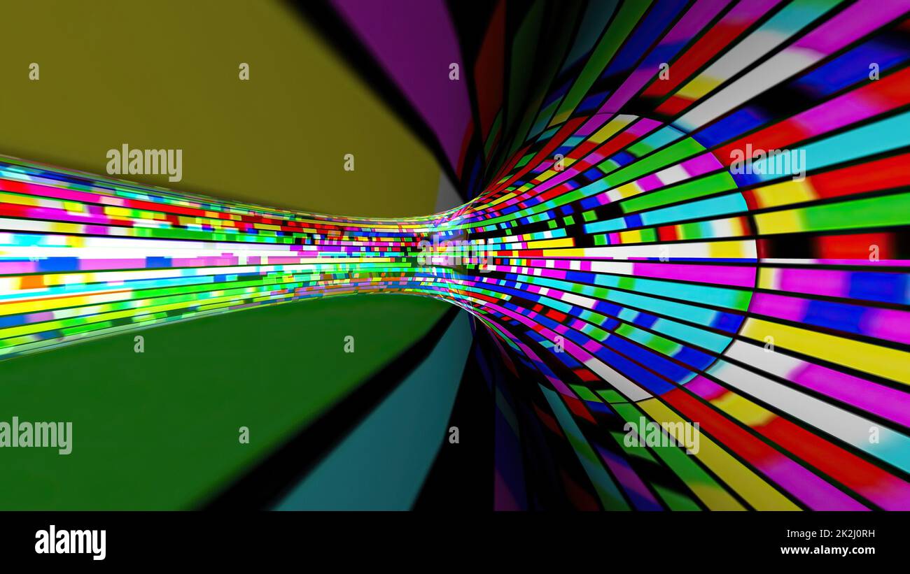 Guida attraverso il tunnel di pixel digitali del flusso di bit Foto Stock