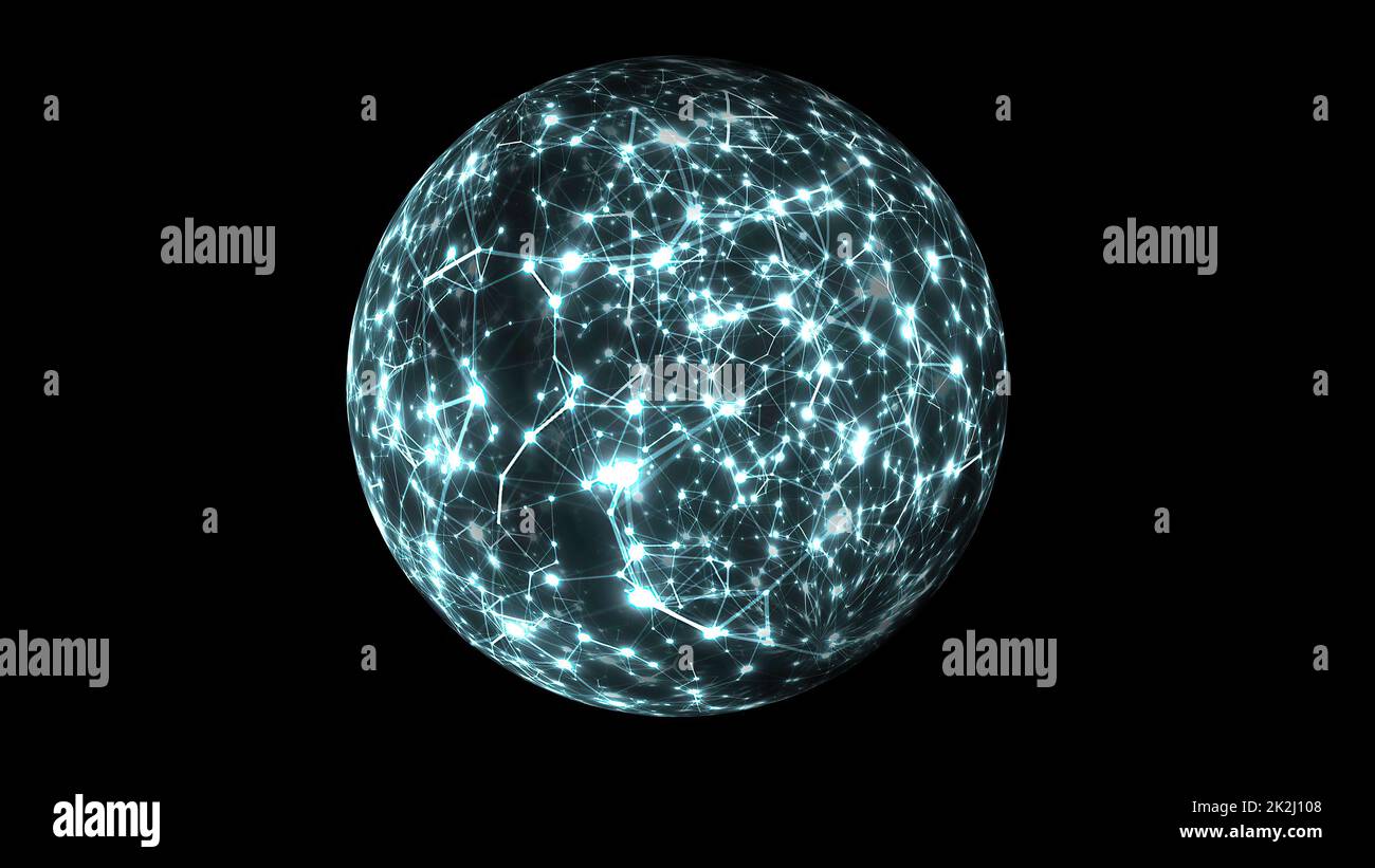 Astratta tecnologia Plexus Scienza sul concetto di sfera rotante Foto Stock