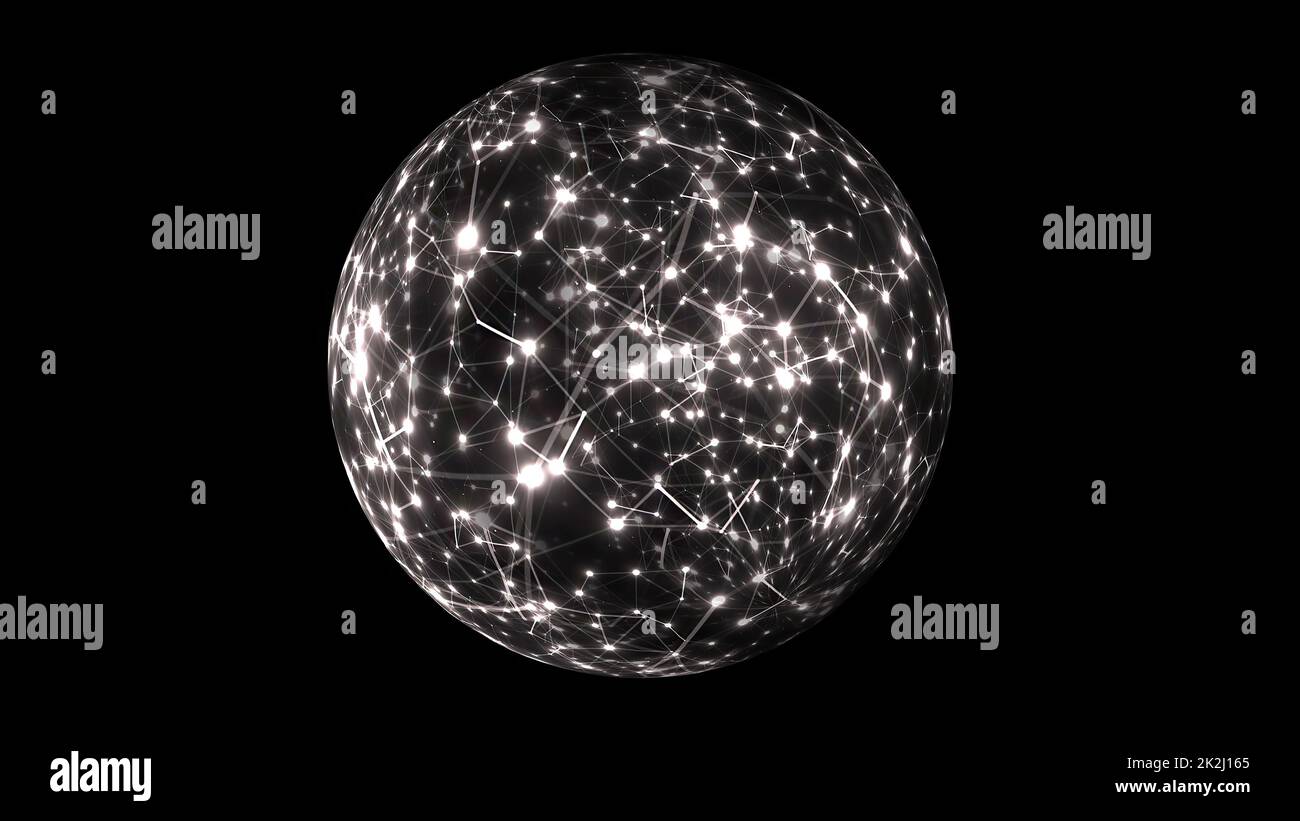 Astratta tecnologia Plexus Scienza sul concetto di sfera rotante Foto Stock
