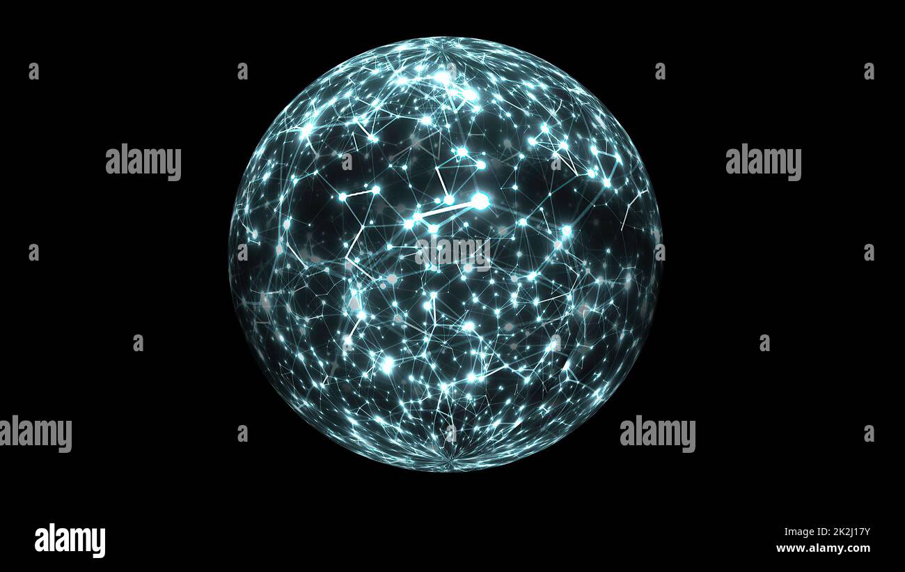 Astratta tecnologia Plexus Scienza sul concetto di sfera rotante Foto Stock
