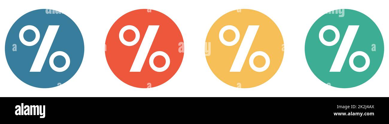 Banner colorato con 4 pulsanti: Sconto e prezzo ridotto Foto Stock