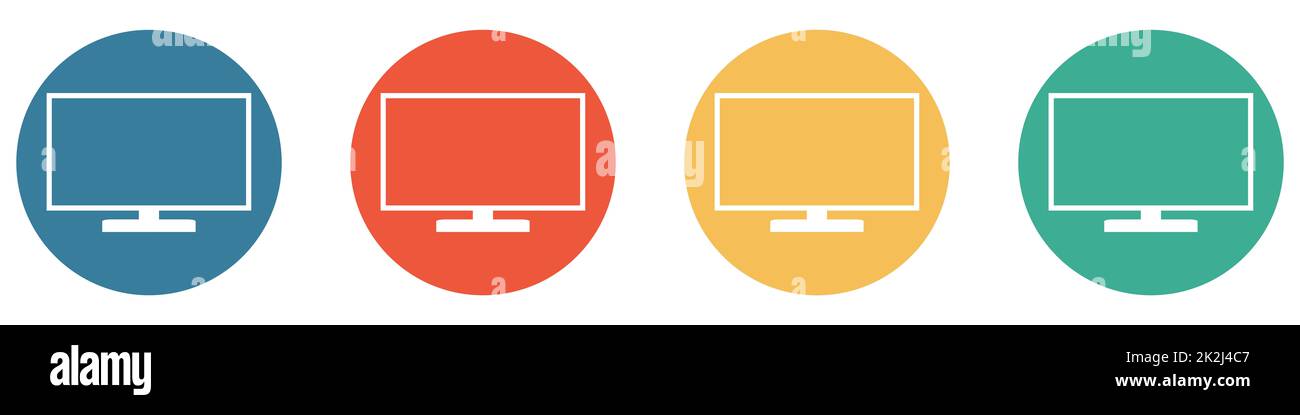 Banner colorato con 4 pulsanti: Monitor per computer o TV Foto Stock