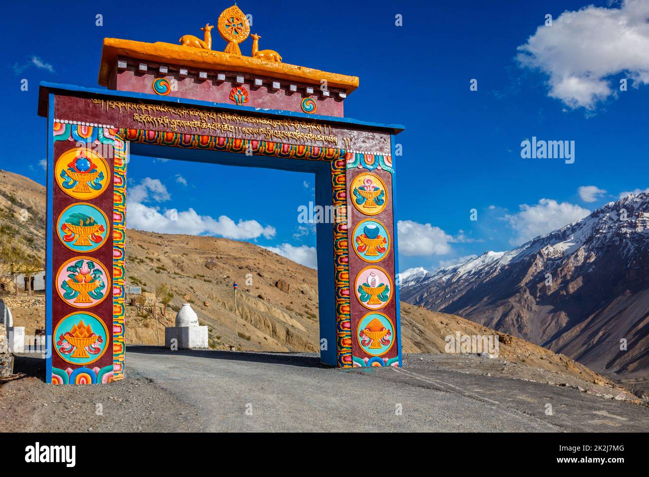 Porte di Ki gompa, Valle di Spiti, Himachal Pradesh Foto Stock