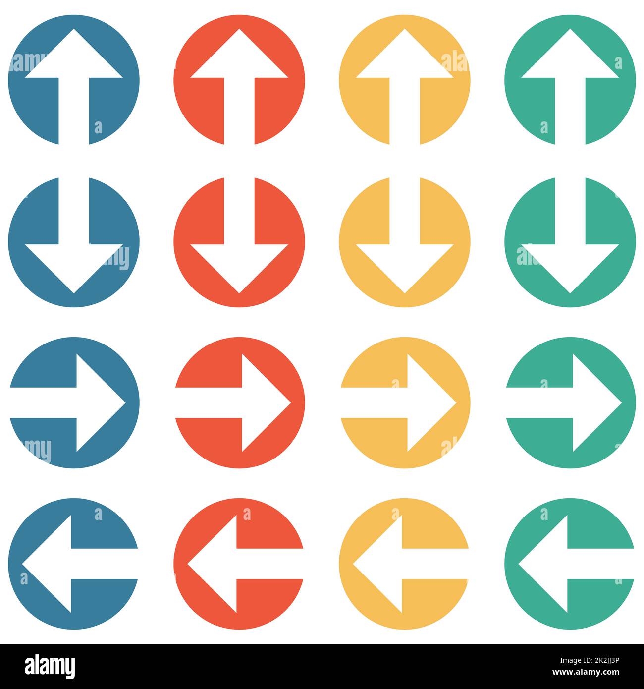 Banner colorato con 16 pulsanti: Aroow su, giù, sinistra e destra Foto Stock