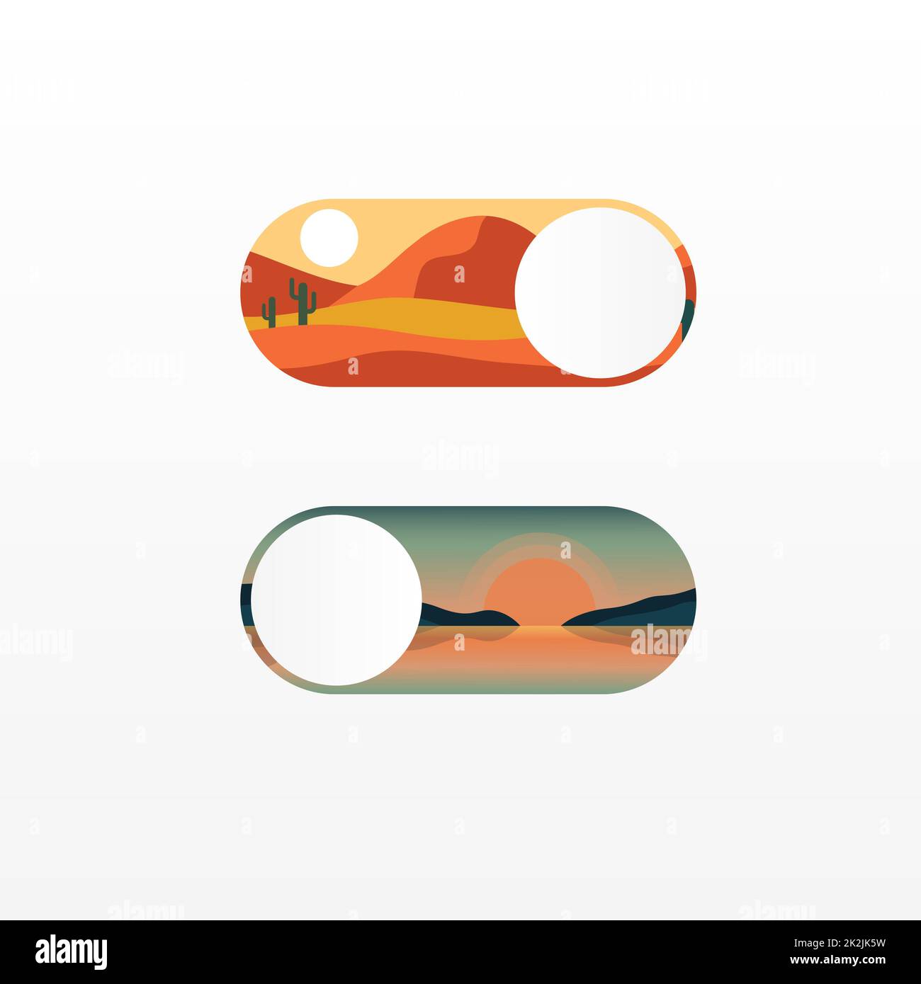 Elementi dello smartphone, interruttore modalità giorno o notte - vettore Foto Stock