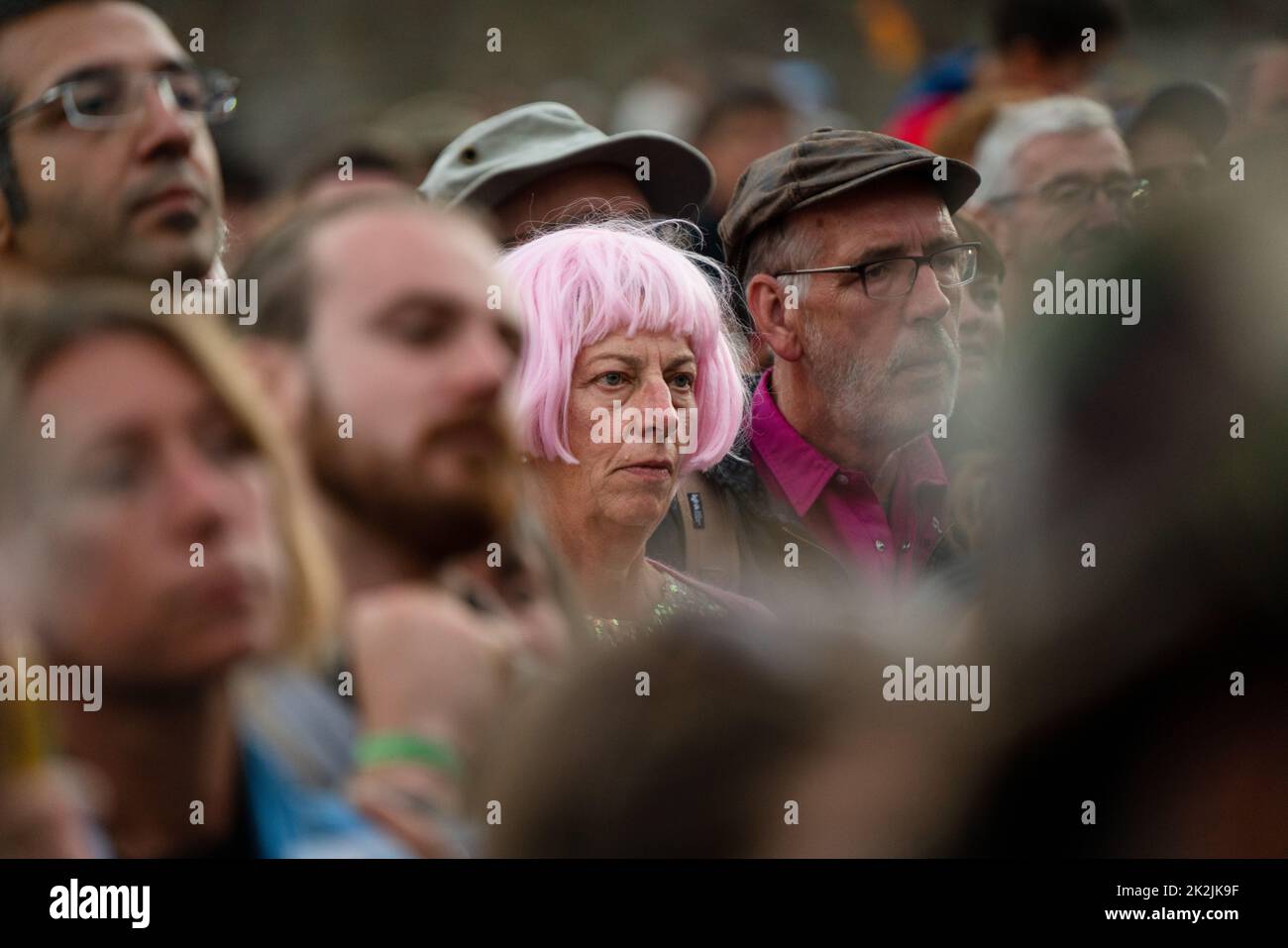 Scene di folla dal terzo giorno del festival musicale Green Man 2022 nelle Brecon Beacons Mountains in Galles, Regno Unito, agosto 2022. Foto: Rob Watkins/Alamy Foto Stock