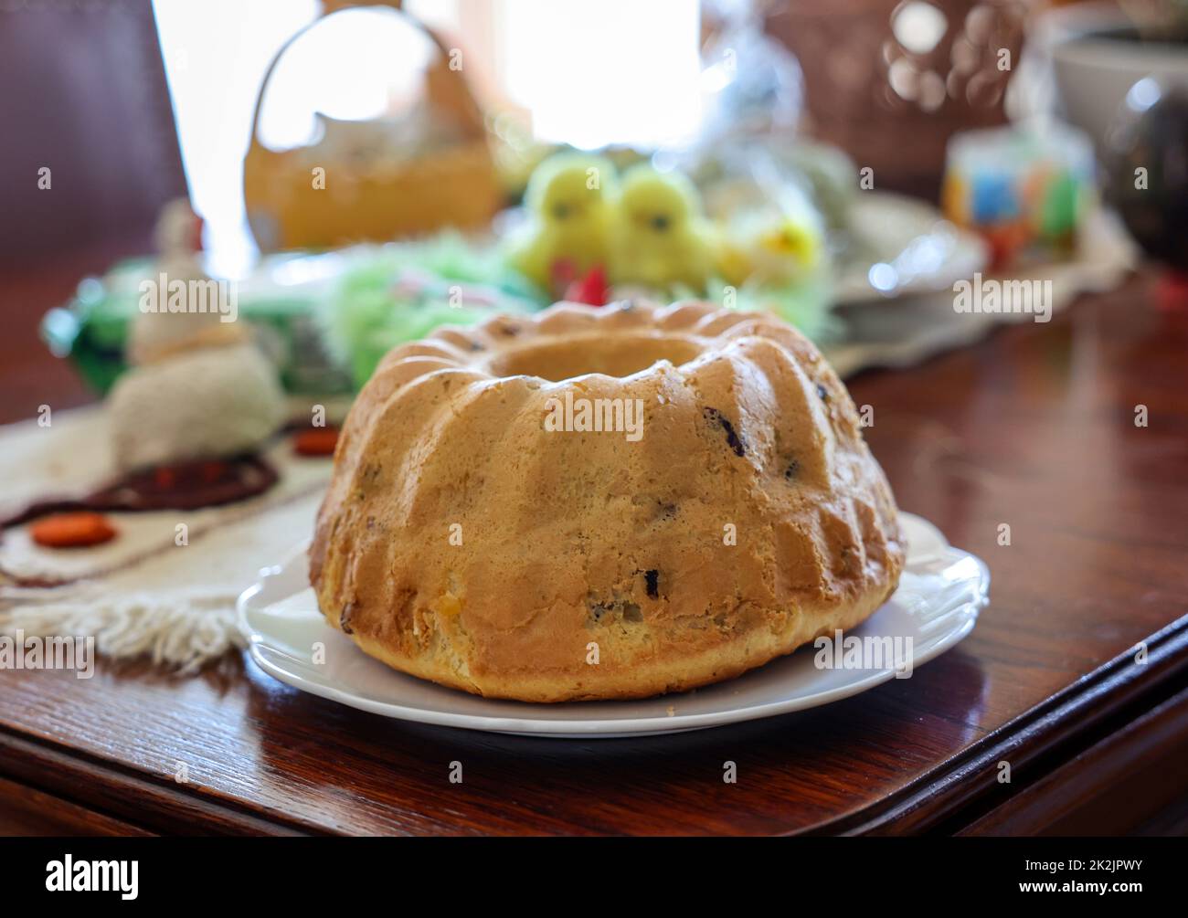 Tradizionale torta di Pasqua Ucraina Kulich Foto Stock