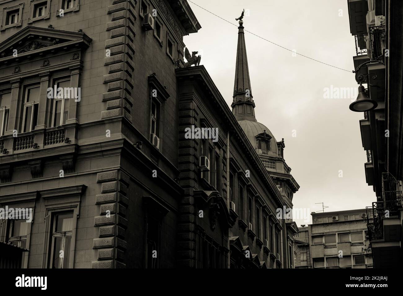 Stari dvor (Palazzo Vecchio), un'ex residenza reale. Belgrado, Serbia. Foto dai toni Foto Stock