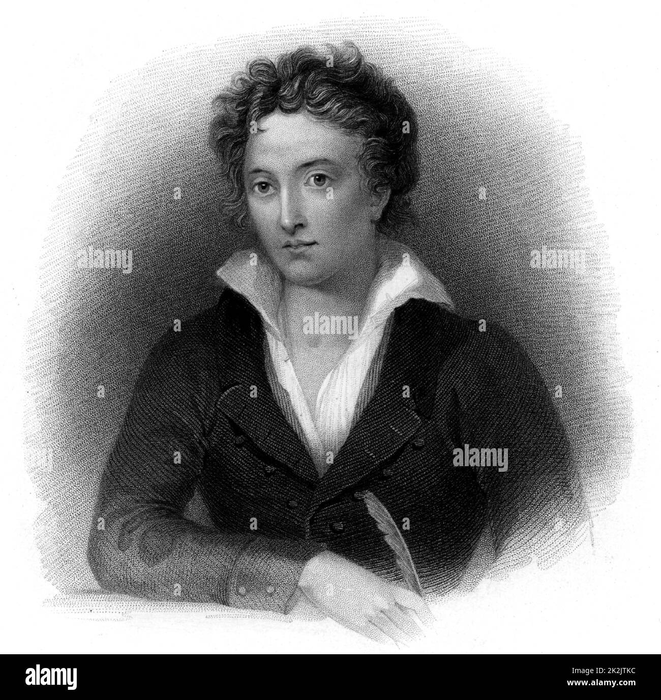 Percy Bysshe Shelley (1792-1822) poeta inglese, nato vicino a Horsham, Sussex. Incisione. Foto Stock