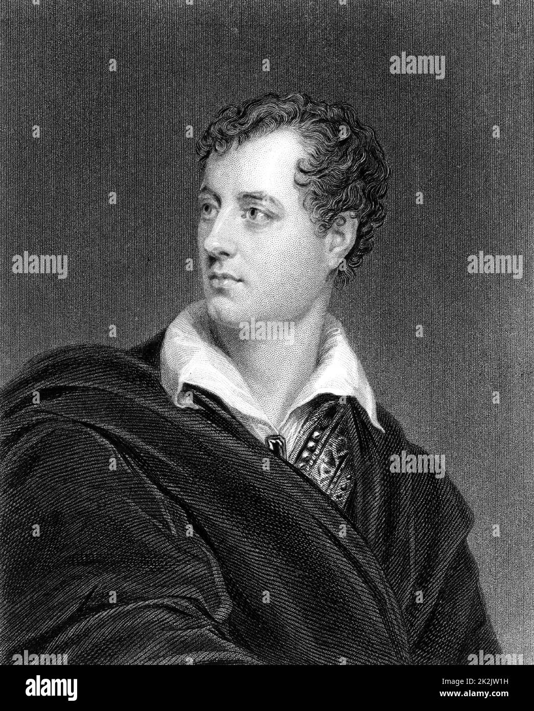George Gordon, Lord Byron (1788-1824) poeta romantico inglese di discendenza scozzese. Incisione da 'The World's Great Men' (Londra, c1870). Foto Stock