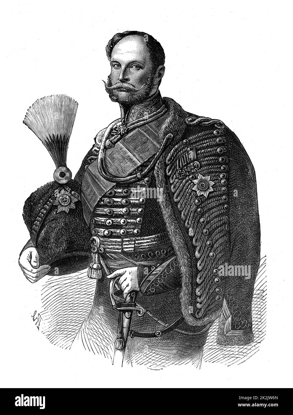 Wilhelm I (1797-1888), re di Prussia dal 1861. Primo Imperatore di Germania dal 1871. Incisione. Foto Stock