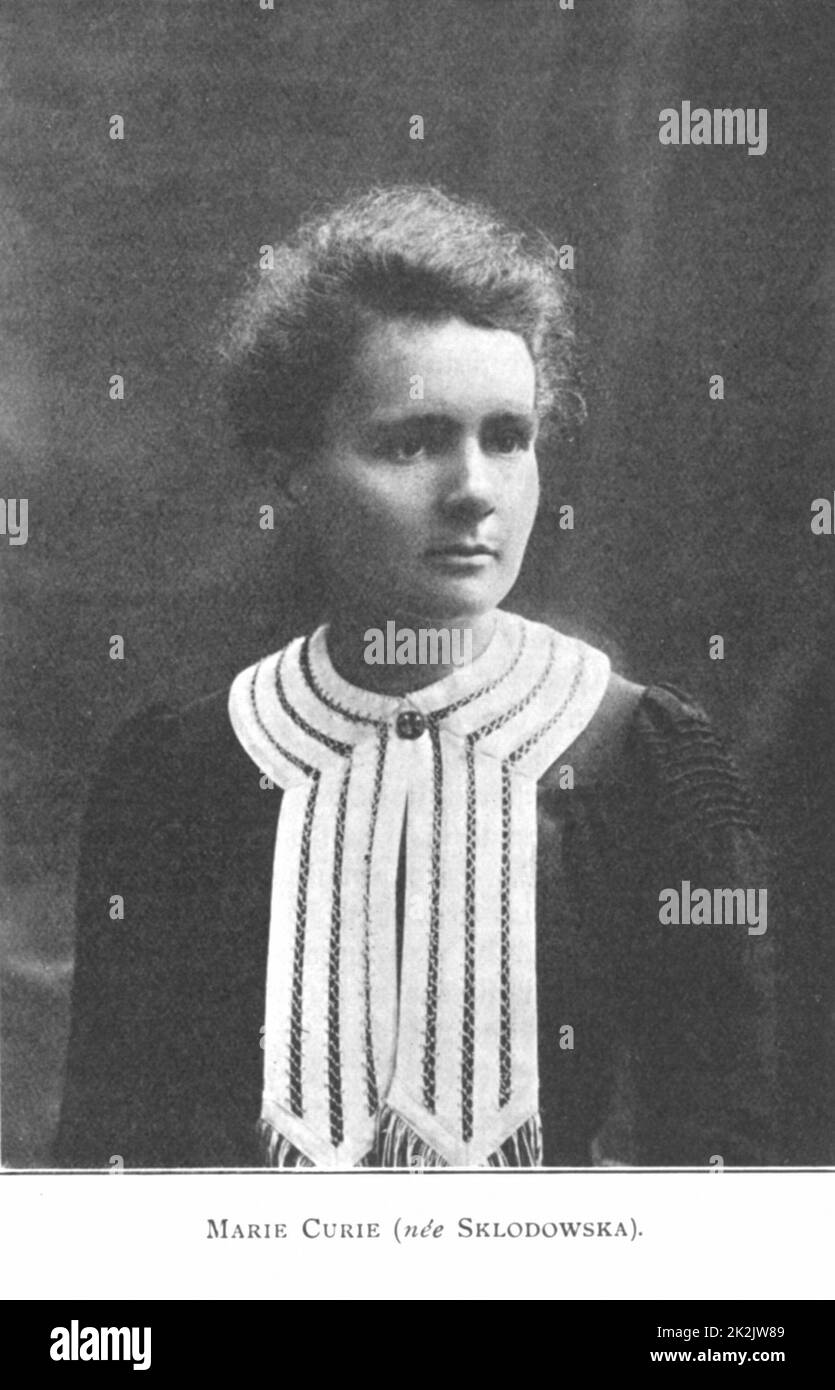 Marie SKLODOWSKA CURIE (1867-1934)-polacco nato fisico francese. Da una foto pubblicata 1910 Foto Stock