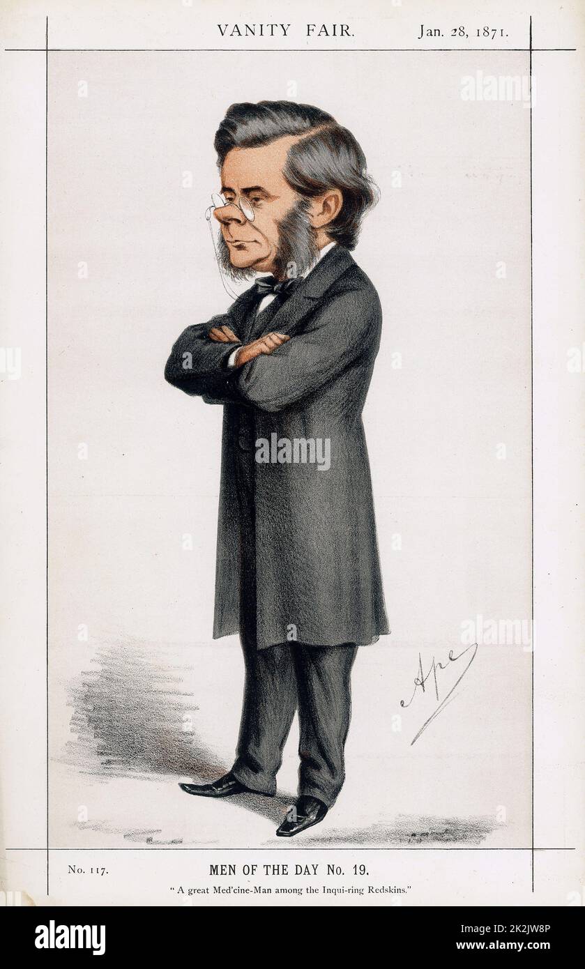 Thomas Henry Huxley (18231883) biologo britannico. Il principale sostenitore di Darwin nel dibattito sull'evoluzione attraverso la selezione naturale. Cartoon di 'Ape' (C.Pellegrini) da 'Vanity Fair', gennaio 1871 Foto Stock