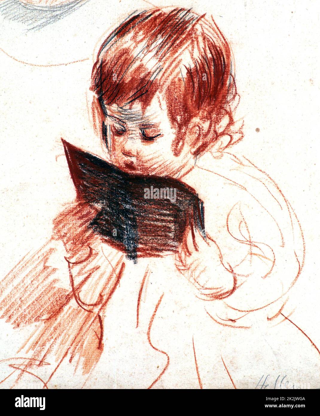Paul César Helleu Scuola francese schizzo degli artisti figlia, Paulette Helleu c.1907 gesso rosso su carta Collezione privata Foto Stock