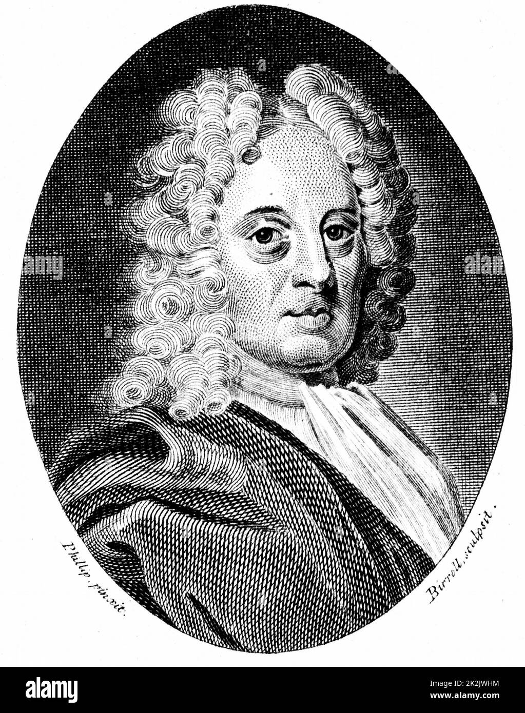 Edmond Halley (1656-1742) astronomo e matematico inglese. Incisione dopo il ritratto di Richard Phillips dipinta c1720 poco dopo Halley divenne astronomo reale. Incisione 1794 Foto Stock