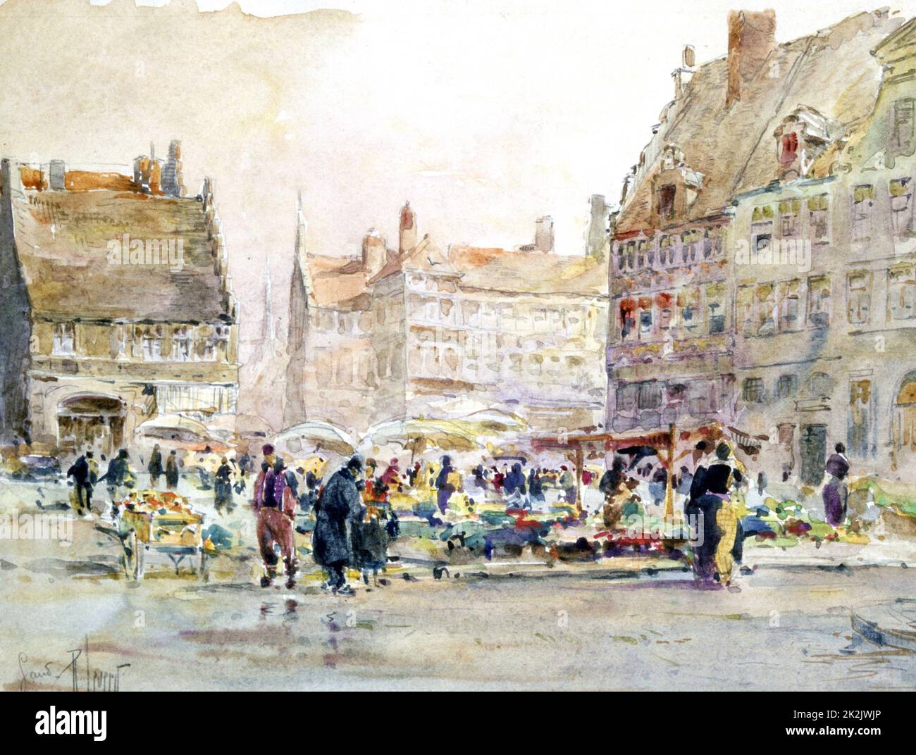 René Leverd scuola francese Bourbon Quay 20th ° secolo acquerello Collezione privata Foto Stock