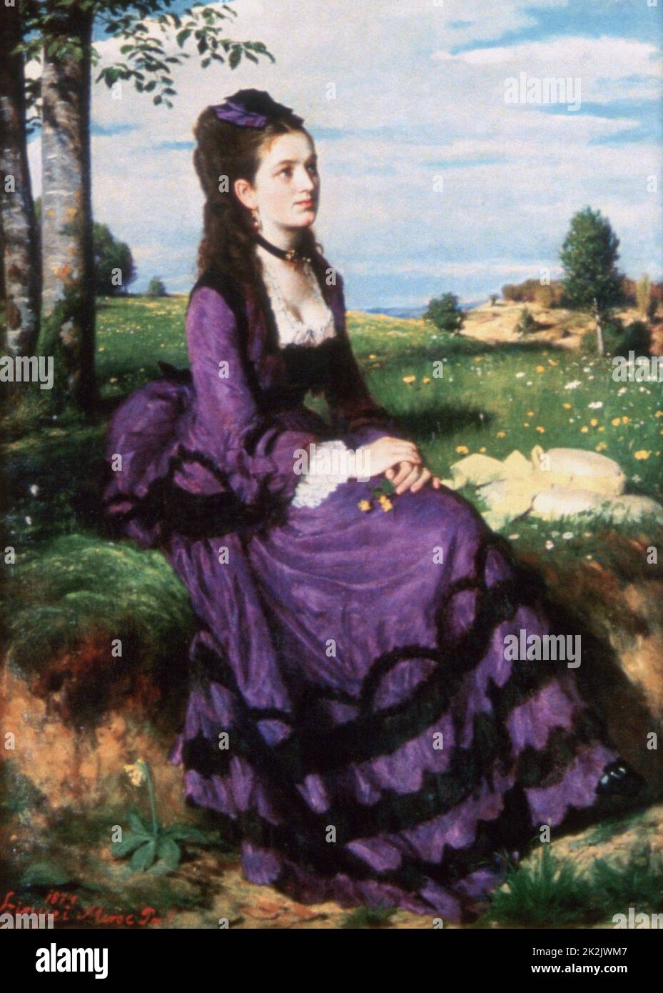 Pál Szinyei Merse Scuola Ungherese Lady in Violet 1874 olio su tela (103 x 76,6 cm) Budapest, Galleria Nazionale Ungherese Foto Stock