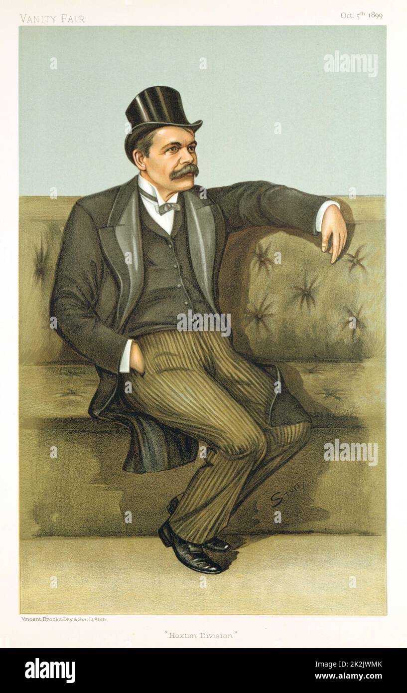 James Stuart (b1843) biologo britannico, giornalista, sostenitore del suffragio femminile, politico radicale. MP per Hoxton. Cartone animato da 'Vanity Fair', Londra, 5 ottobre 1899. Cromolitografia. Foto Stock