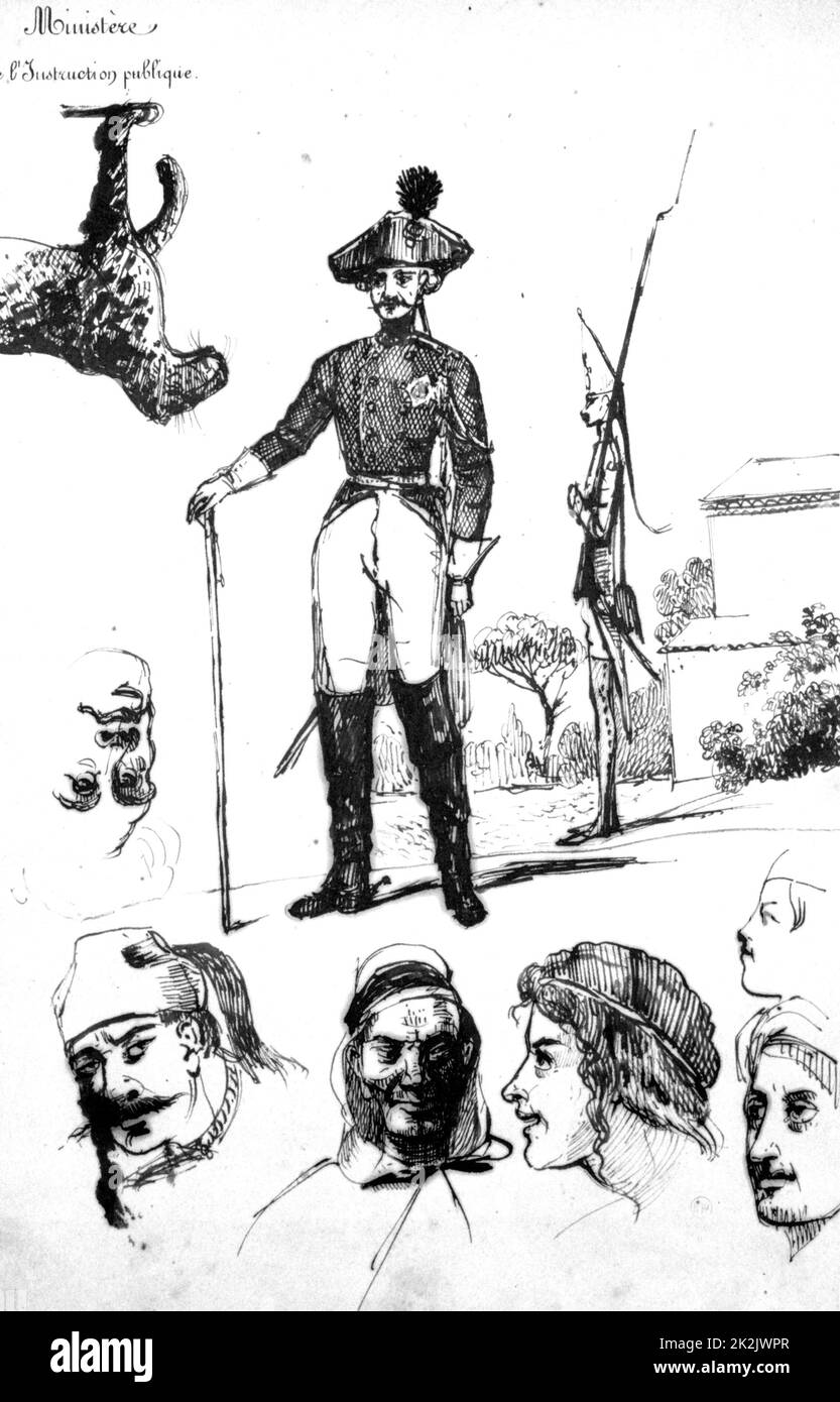 Study, A Soldiers Armour', 1803-1870. Prosper Merimee è stato un drammaturgo, storico, archeologo e scrittore di storia, collezione privata francese. Foto Stock