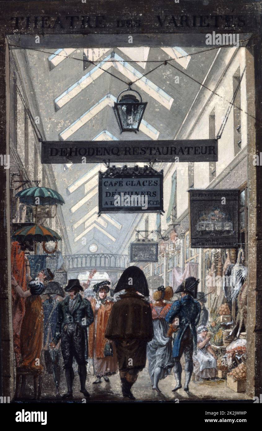 Philibert Louis Debucourt Scuola di francese le Passage des Panoramas à Paris 1807 Gouache (24,5 x 16,5 cm) Paris, musée Carnavalet Foto Stock