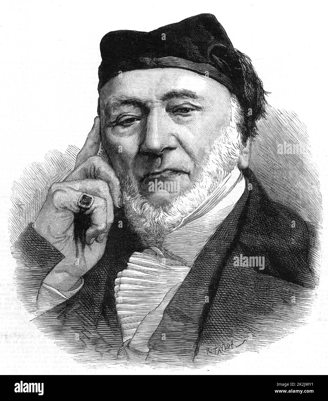 Mosè Montefiore (1784-1885) italiano-inglese nato filantropo e attivista per i diritti di ebrei. Da 'l'Illustrated London News' (Londra, 3 novembre 1883). Incisione. Foto Stock