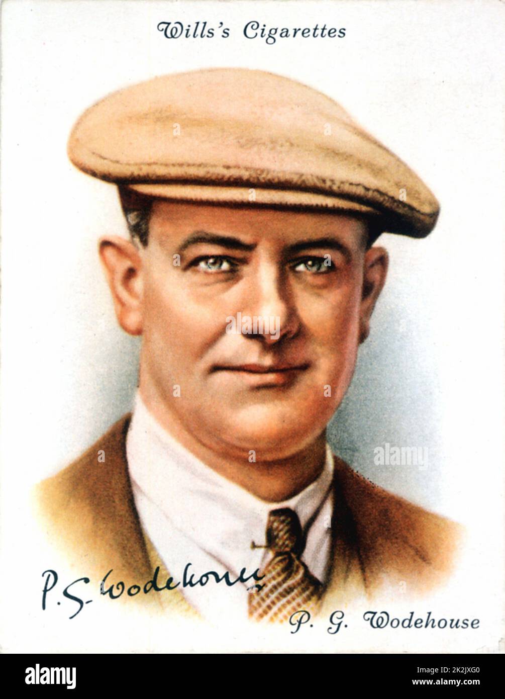 P(Pelham) G(Grenville) Wodehouse (1881-1975) romanziere inglese e scrittore. Creatore di Bertie Wooster, Jeaves e Lord Emsworth. Da una carta di sigaretta pubblicato 1937 Foto Stock