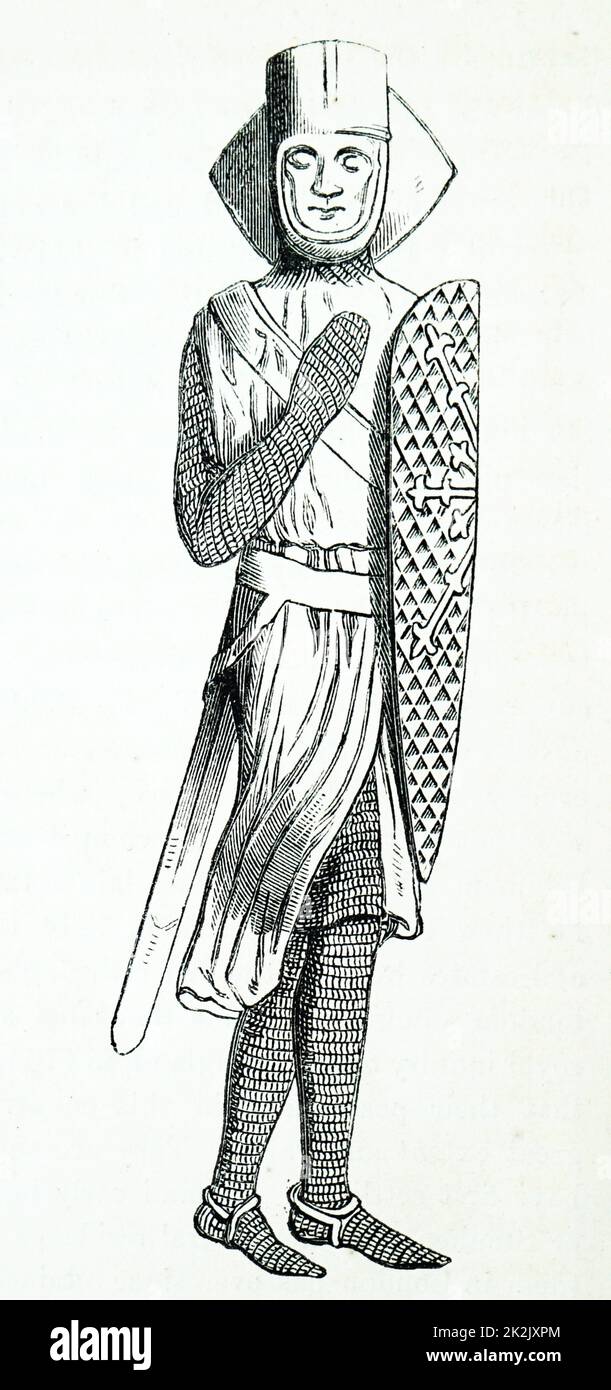 Effigie di Geoffrey de Mandeville, primo Earl of Essex (1116-1144) una figura di spicco durante il regno del re Santo Stefano di Inghilterra. Datato xii secolo Foto Stock