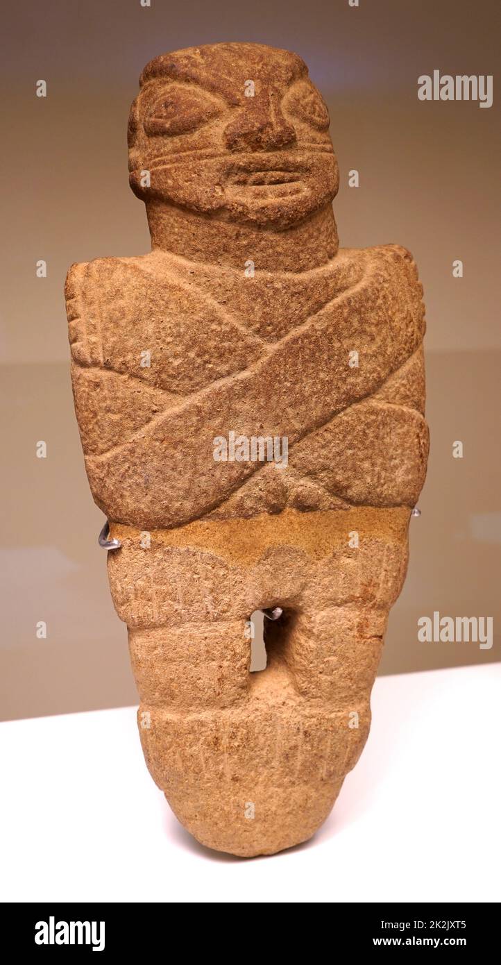 Peg-pietra di base figura; Mesoamerican; Diquis, Gran Chiriqui; Costa Rica 1000-1550 ANNUNCIO Foto Stock