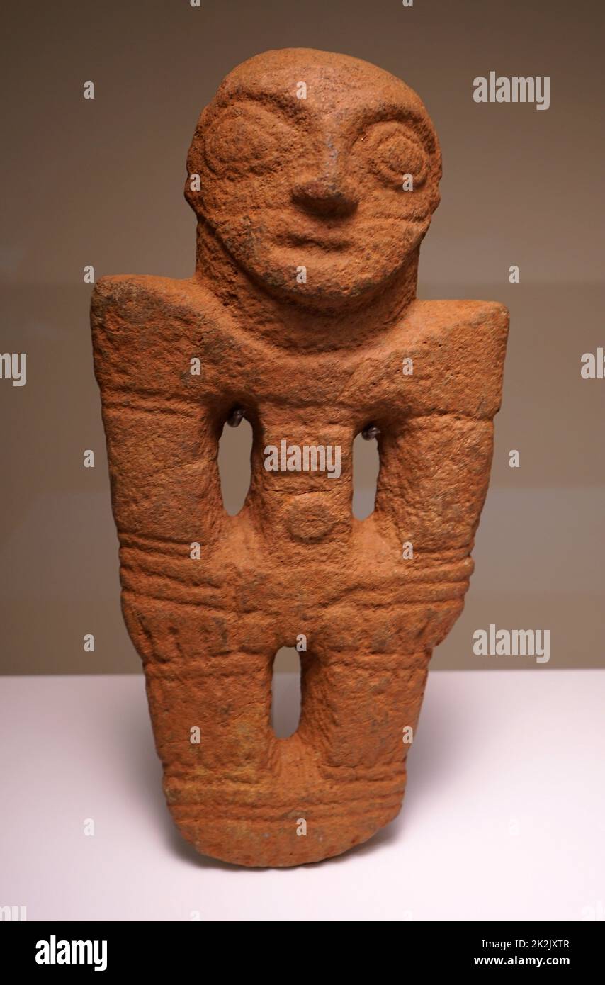 Peg-pietra di base figura; Mesoamerican; Diquis, Gran Chiriqui; Costa Rica 1000-1550 ANNUNCIO Foto Stock