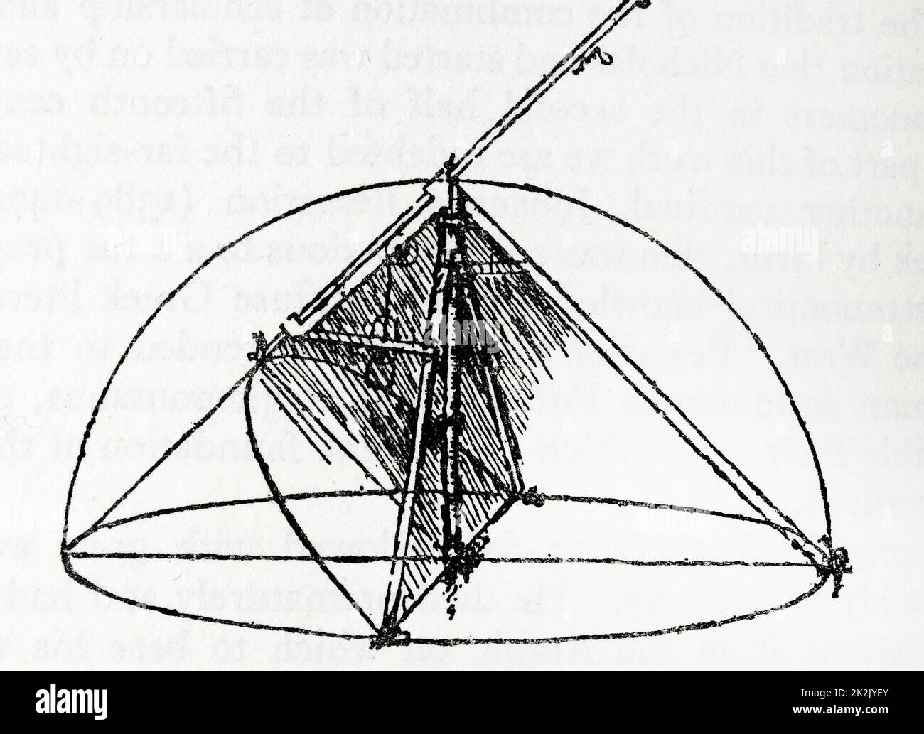 Parabolica Cinoass Leonardo da Vinci. Incisione Foto Stock