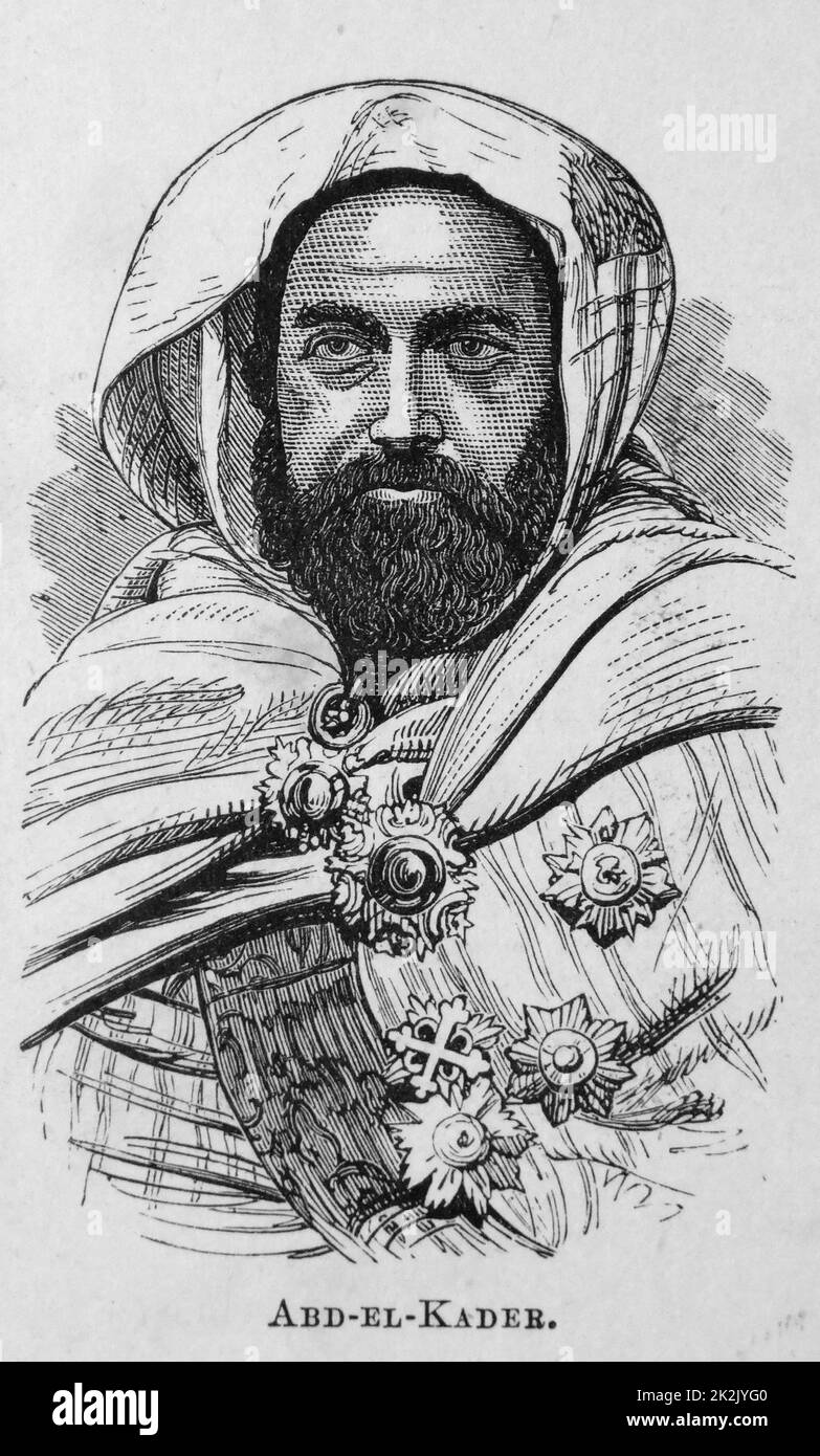 Emir Abdelkader, leader religioso e militare algerino. Foto Stock