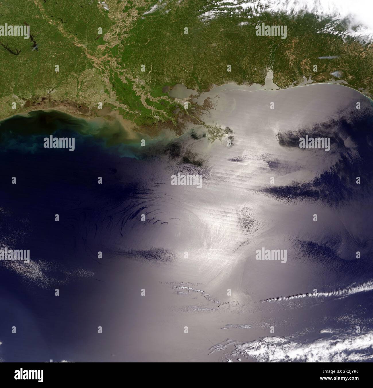 Vista del Golfo del Messico dal Moderate Resolution Imaging Specloradiometer (MODIS) sul satellite Terra della NASA Foto Stock