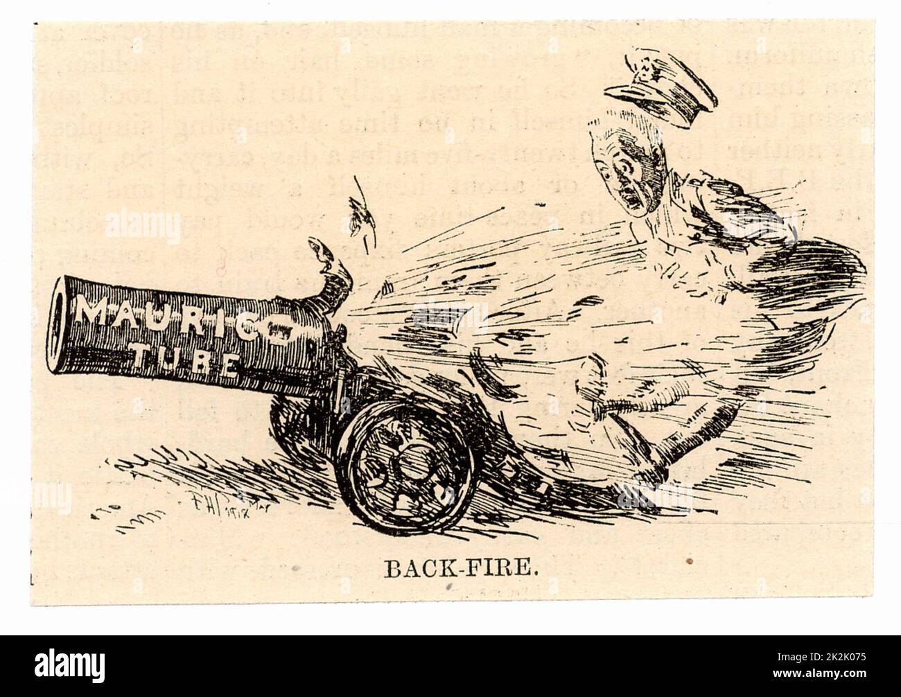 La vicenda di Maurice. Generale Frederick Maurice (1871-1951) ha accusato il governo di realizzare tre le dichiarazioni inesatte in House of Commons. Maurice vivendo un ritorno di fiamma. Cartone animato da 'Foratura', Londra, 15 maggio 1918. Foto Stock