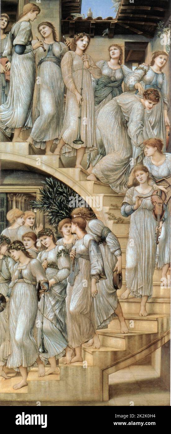 Sir Edward Coley Burne-Jones scuola di inglese The Golden Stairs 1880 olio su tela (269 x 116 cm) Londra, Tate Modern Foto Stock