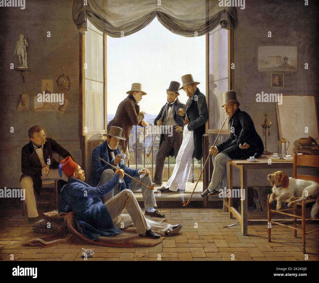 Carl Constantin Hansen Scuola danese Una compagnia di artisti danesi a Roma 1837 olio su tela (62 x 74 cm) Copenaghen, Galleria Nazionale della Danimarca (Statens Museum for Kunst) Foto Stock